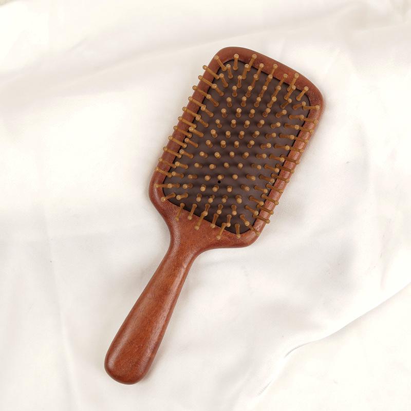 Große Rotes Sandelholz Luftkissen Paddelbürste - Massivholzgriff, Glatte Haarmassagekamm für den Heimgebrauch