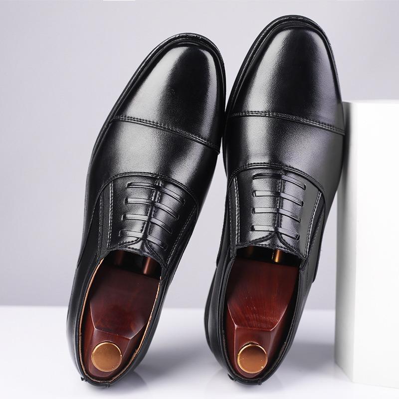 New Business Leather Shoes Men's Three-joint Spring and Autumn Dress Work Shoes Soft Sole Versatile Wedding Men's Shoes