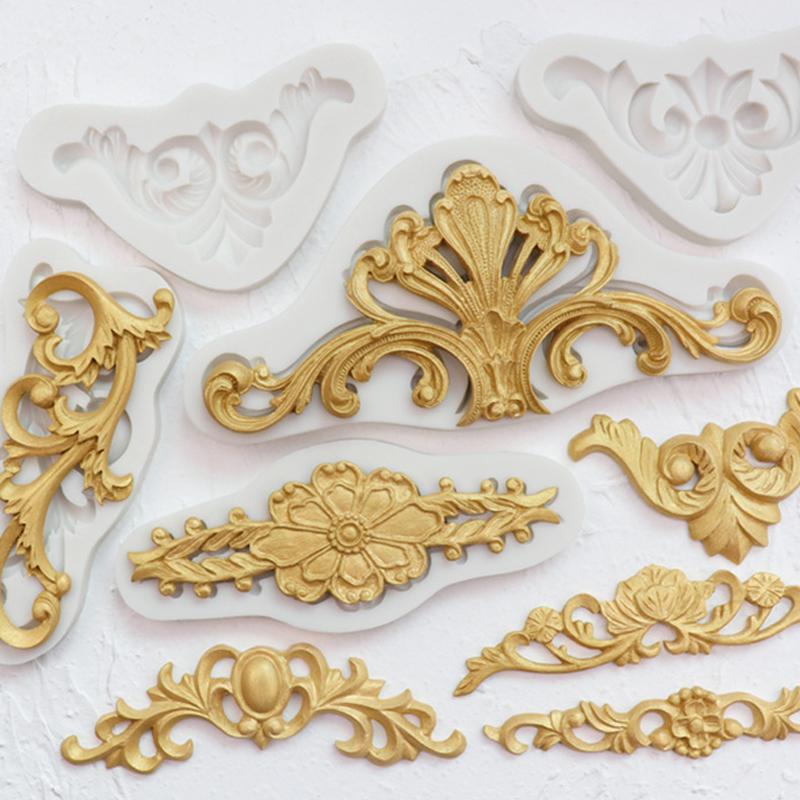 Blomsterranke Relief Silikonformer DIY Kakekant Fondant Kakedekoreringsverktøy Sugarcraft Sjokolade Leire Godteriformer