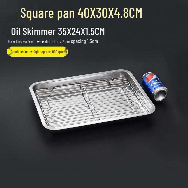 Stainless Steel Oil Filter Pan with Non-Magnetic Tray and Rectangular Draining Screen