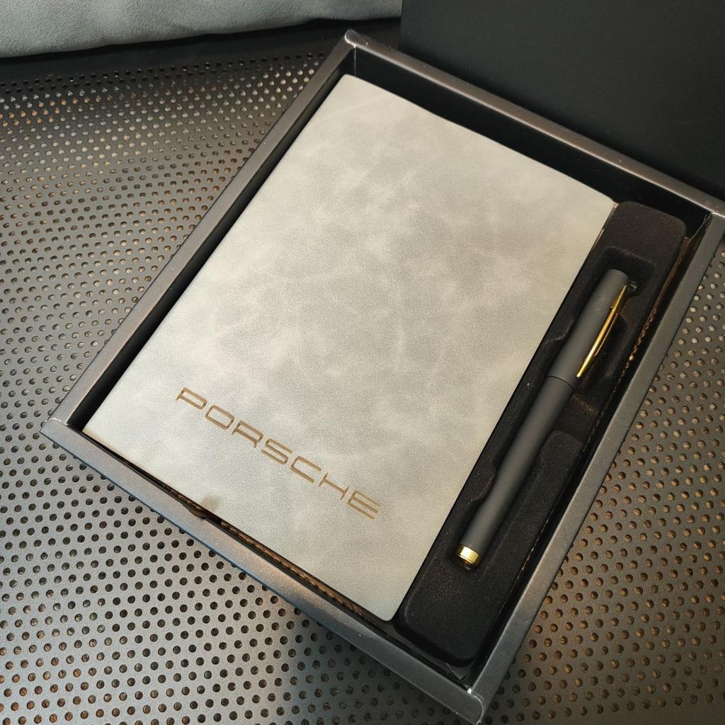 Vintage Leather Notebook With Personalized Soft Cover for Porsche 718 Cayenne Panamera 911 Macan Taycan Cayman Boxster Sticker LG4