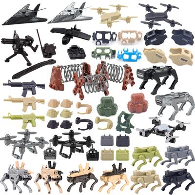 MOC Drönare Robot Hund Vargar Byggklossar Flygplan Militär Specialstyrka Hjälm Väst Sköld GBL Vapen Mini Leksaksblock A26