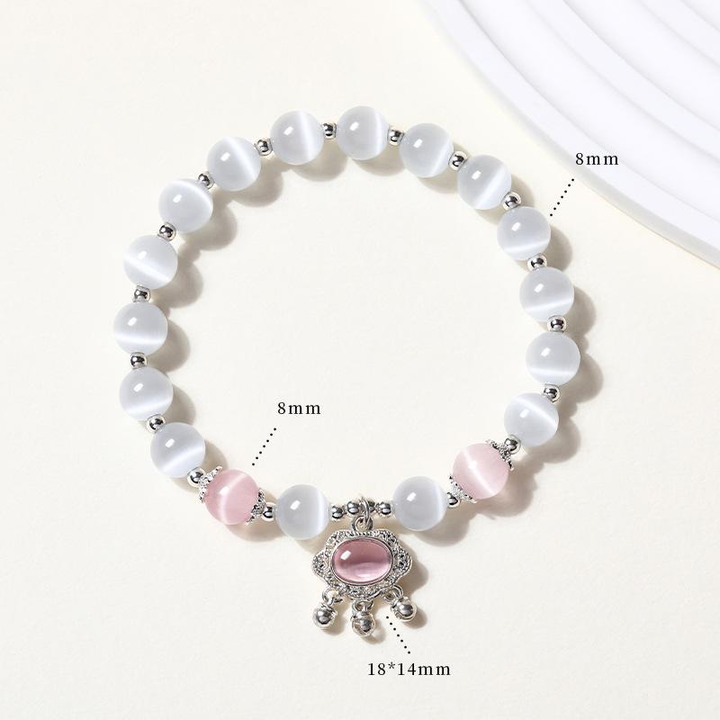 White Cat's Eye Bead Bracelet - Women's Luxury Sweet Fresh Friendship Jewelry