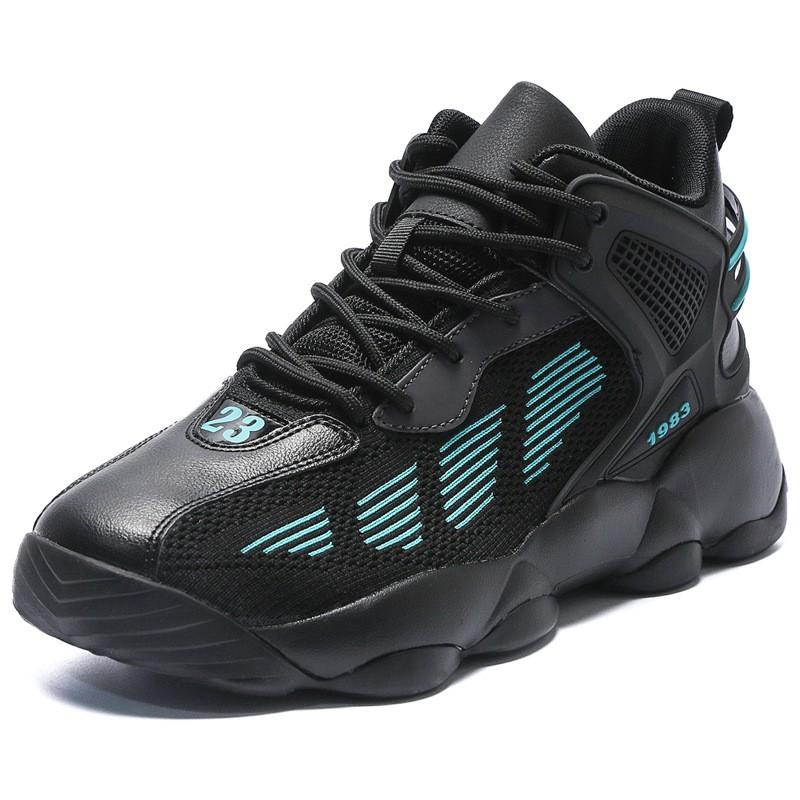 Mens High-Top Basketball Shoes Winter Breathable Flyknit Mesh Upper Slip-Resistant Lightweight Sport Sneakers