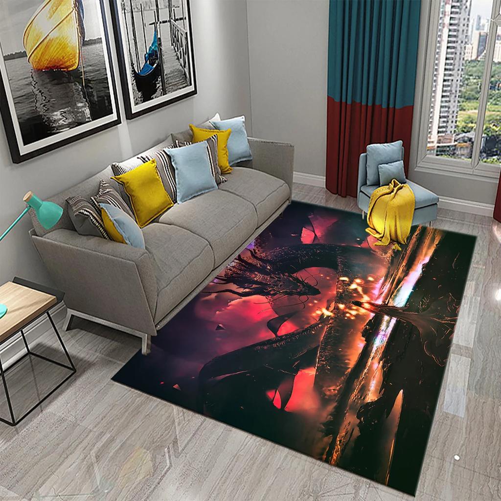 Visual Art Carpet Blue Ocean Castle Print Rug Creative Design Rectangle Area Rugs Yoga Mats Flat Mat Living Room Decor Door Mat