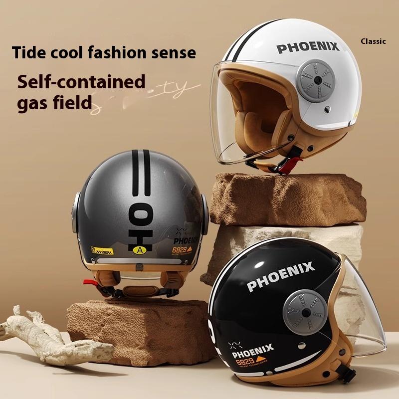 New 3C Certified Motorcycle Helmet Ladies Retro Half Helmet Winter Warm Electric Battery Car Four Seasons Hard Hat