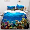 Fish Bedding Set Single Twin Full Queen King Size Marine Life Bed Set Aldult Kid Bedroom Duvetcover Sets 3D Anime Kawaii 013