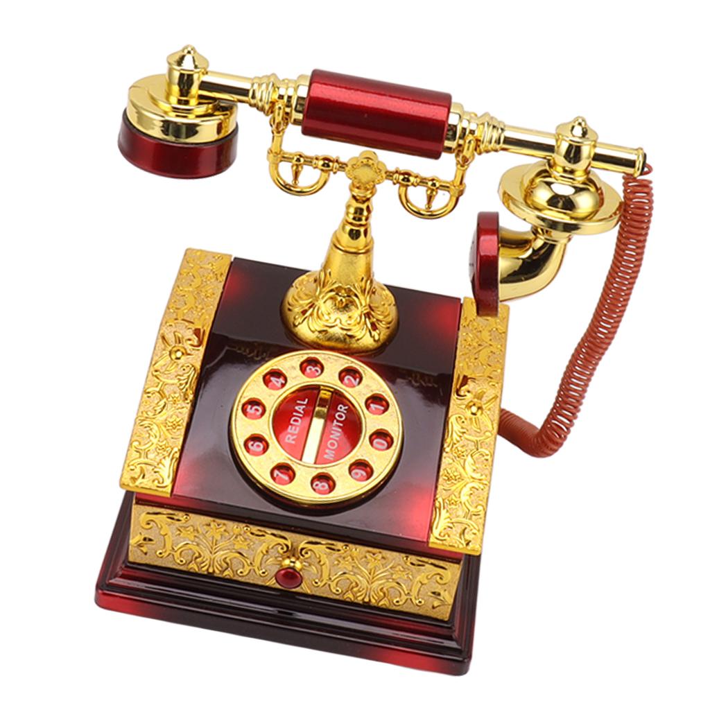 Dial Telephone Shaped Music Box Exquisite Retro Music Jewelry Box for Home Living Room Cafe Bar