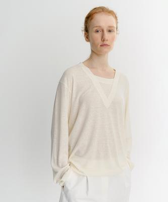Ia Linen Layered T-Shirt (Cream)