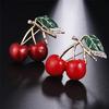Red Enamel Cherry Metal Brooch Pins Button  Brooches Sweater Clip Jewelry