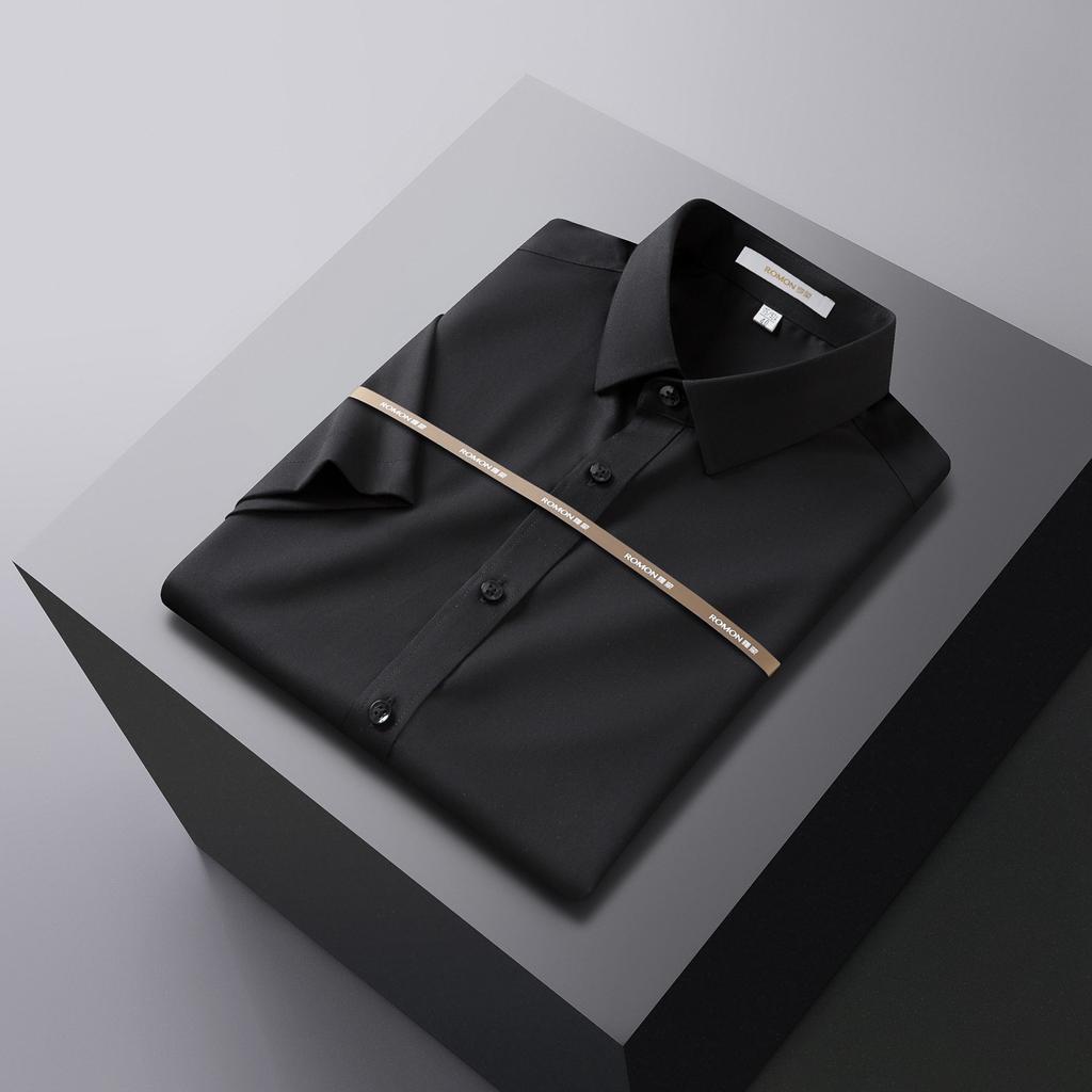 Summer New Bamboo Fiber Shirt Men's Short-sleeved Slim-fitting Non-iron Business Formal Wear Professional Work Clothes Suit White Shirt