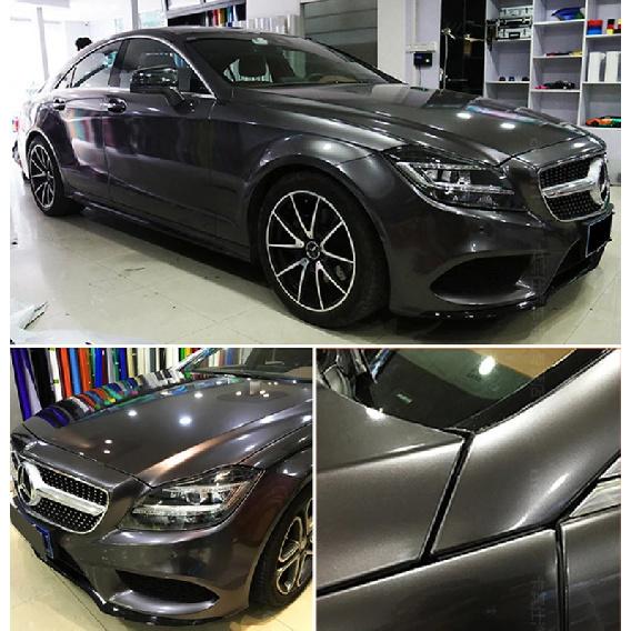 Gloss Metallic Gunmetal Vinyl Wrap Candy Glossy Grey Car Film Sticker With Air Bubble Auto Motorcycle Wrapping Covering Foil