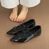 Inner Height Increase Patent Leather Pointed Mary Jane Shoes Women's Shoes Spring 2025 New Shallow Bow French Small Single Shoes
