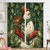 2 Stück, 2D-Flachdruck Vorhänge&Fensterdekoration Schneemann_ Baum & Stechpalme Vielseitiger Stoff (ohne Stange) Art-Deco-Festtagsverwendung
