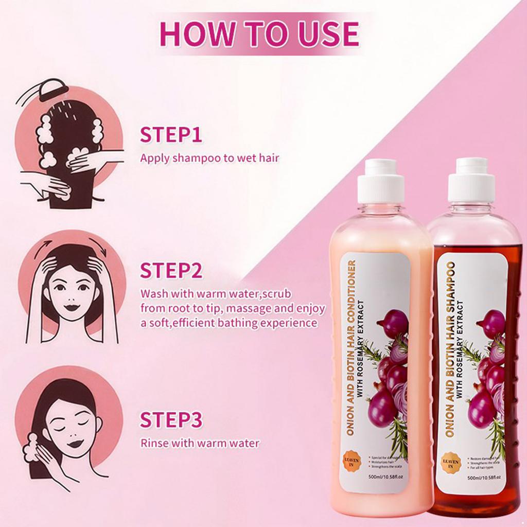 500ml Rosmarin Zwiebel Haarshampoo und Spülung Duo - Tägliche Anwendung für langanhaltende Hydratation und tiefe Nährpflege