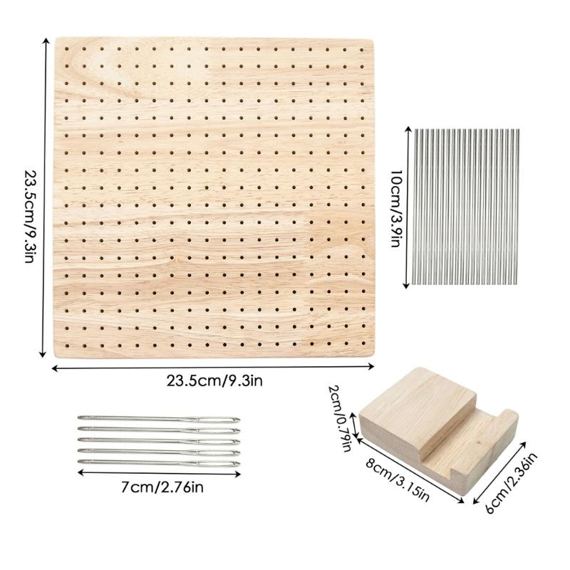 Trä virkblockningsbräda med rostfria stift för stickning Hantverksälskare