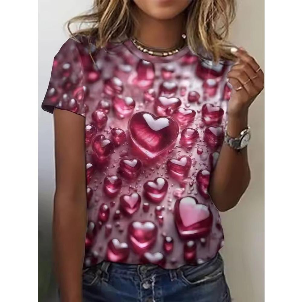 Dámské kulatý výstřih Módní Ležérní Krátký rukáv Tričko Top Oblečení