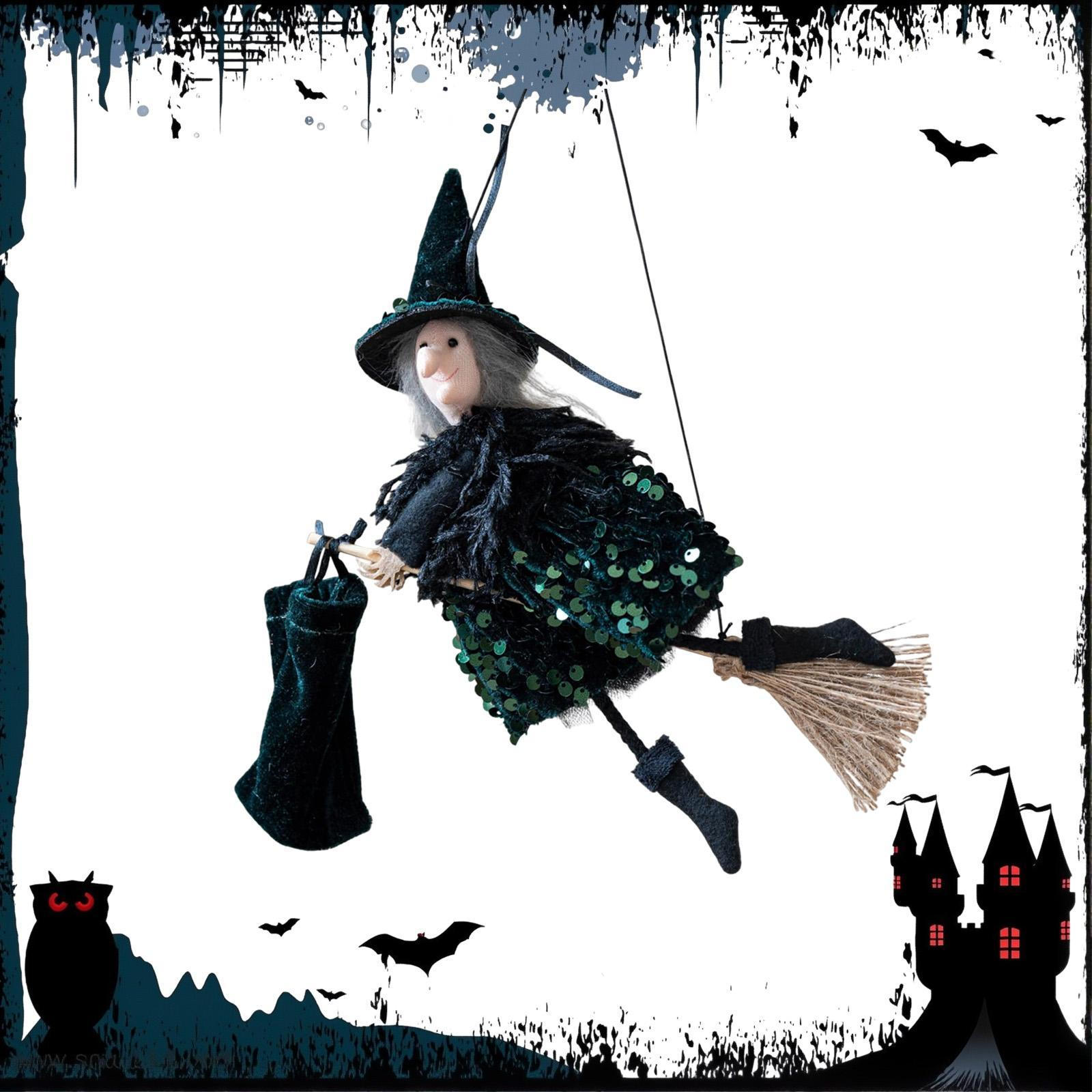 

Хэллоуин Подвесная Декорация Метла, Летающая Кукла Фигурка, Настенный Декор, Украшение Волшебника для Дома, зелёный