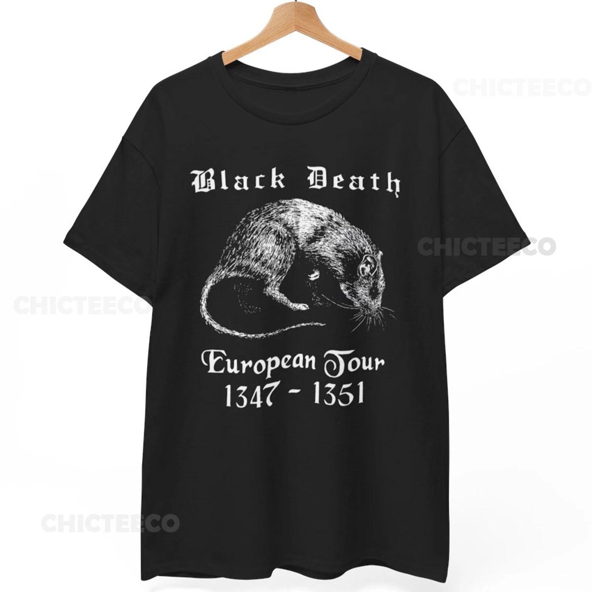 Black Death European Tour T-Shirt Plague Rat Dark Humor History Unisex Tee XL