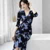 Spring and Summer Retro Style Printing Wrap Skirt Waist Strap One Piece V Neck Dress Slim Fit Hip Wrap Dress