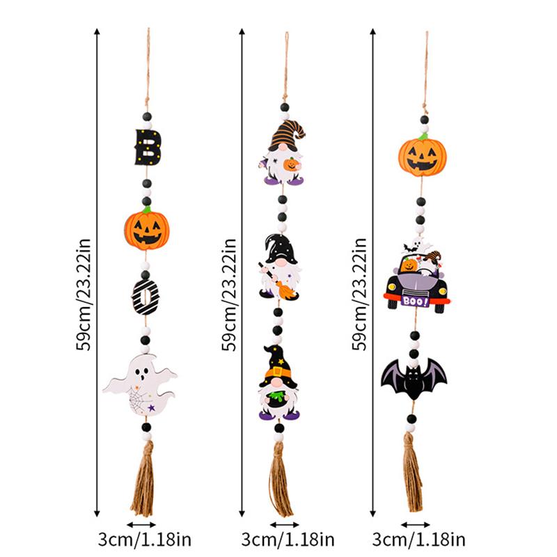 

3 шт. Хэллоуин деревянные бусины с кисточками подвеска гном тыква летучая мышь привидение настенные украшения для дома многоярусный поднос украшения реквизит