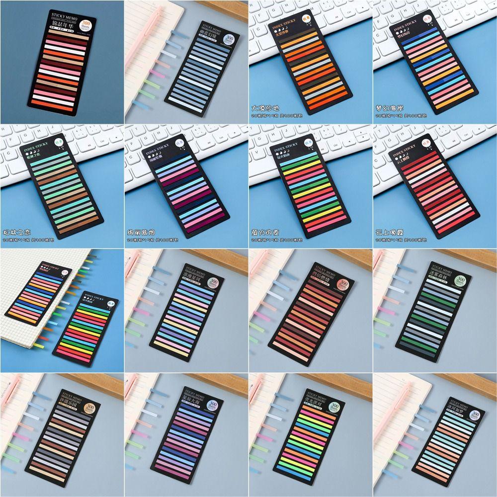 300 Sheets Rainbow Index Memo Pad PET Sticky Notepads Office Supplies Label Bookmark  Kids