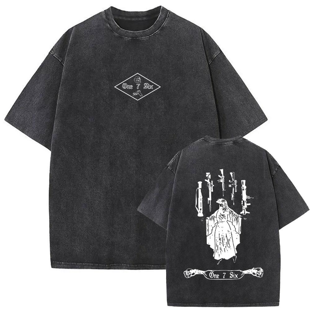 Washed Vintage Forward Observations Group Be Seeing You Print Tshirt Skeleton Graphic Tshirts Men Fashion Oversized T Shirts