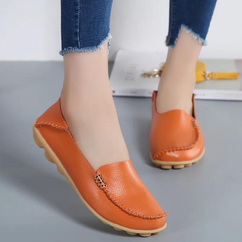 Flat Shoes Women Slip On Shoes for Women's Moccasins Genuine Leather Loafers Women Flats Ladies Shoes Plus Size Sapato Feminino