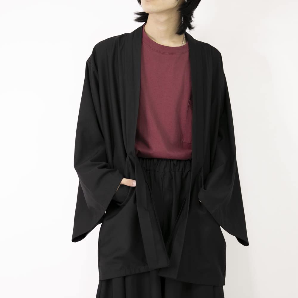 Le Sucood Yukata Motif Japanese Style and Plus Loose Unique Summer Solid Black Cardigan, Jinbei, Kimono, Hakama, Haori, Men's Women's, Sizes, Fit,