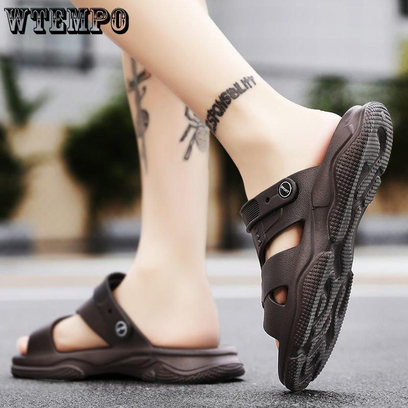 WTEMPO Herre Sommersandaler Tykk Bunn Hul Myk Bunn Slides Utendørs Strandsko Innendørs Tøfler Sklisikre Tursko