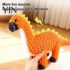 Safe Soft Gum Friendly Toys Dinosaur Plush Dog Toy, Built-in Sound Device, Teething Cleaning Durable Teeth Chew Puppy Interactive Play Toy for