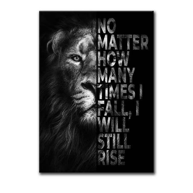 Modern Animal Artwork Lions with Motivating Quotes Canvas Posters and Prints Home Office Wall Decorative Painting Pictures