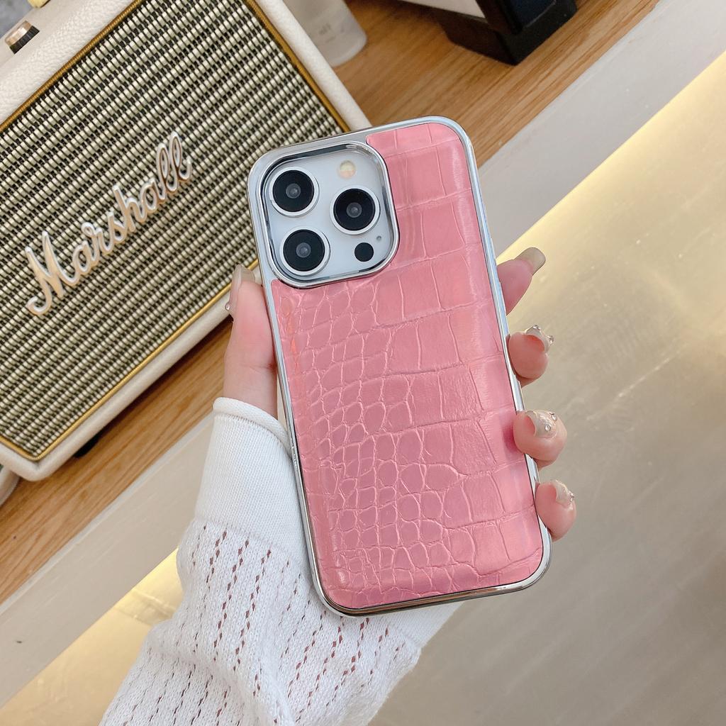 Geeignet für Das Bunte Krokodilhautmuster Apple 16promax Handyhülle 14 Galvanisierte IPhone15 Schutzhülle für Frauen