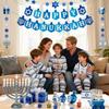 Hanukkah Decorations Banner Happy Hanukkah Banner Party DIY Decor Garland for Home Indoor Blue Glitter Supplies