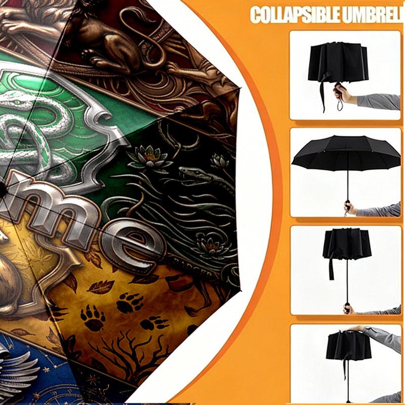 Custom Name Personalized Harry potter Print Umbrella, Auto Open Close, 8‑Rib Sturdy Frame, Commute Camping Hiking Use, Birthday Gift