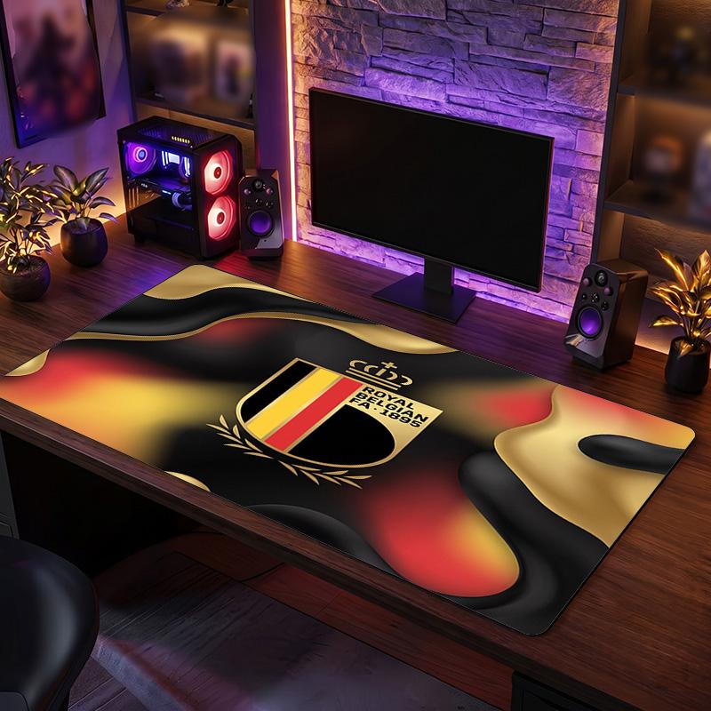 Belgium Football Crest Mouse Pad, Extended Non Slip Rubber Desk Mat for Gaming Office Laptop Fan Gift