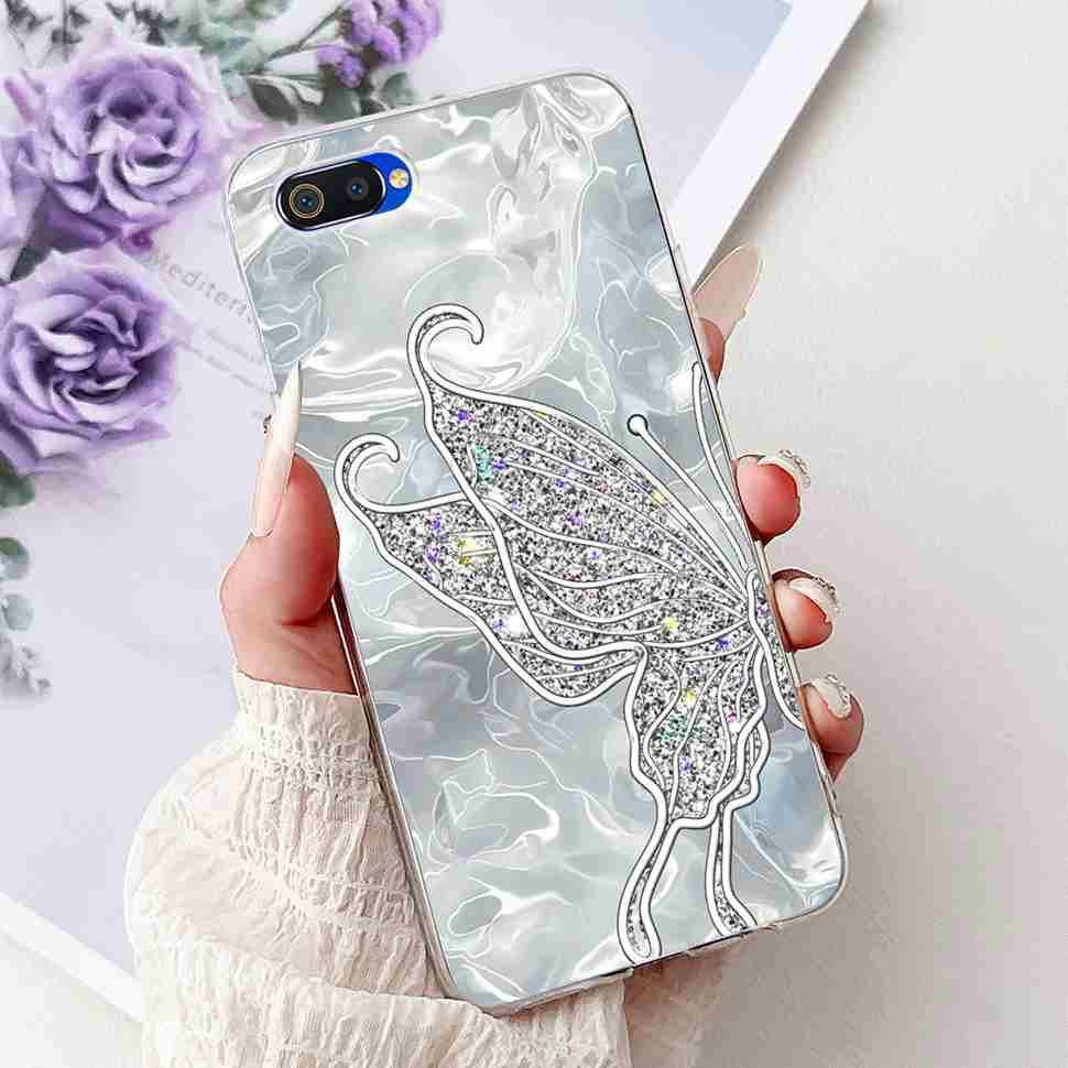 For Realme C2 RMX1941 6.1" Case Summer Fresh Mint Soft Silicone TPU Cover For Oppo Realme c2 C2 Luxurious Flowers Bumper Shell