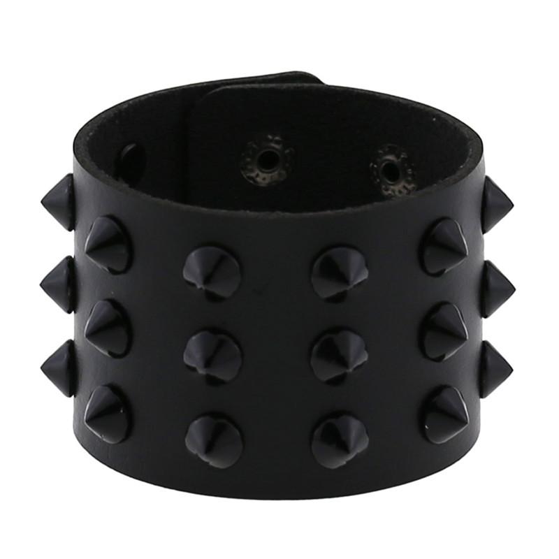 New Black Punk Spike Rivets Bracelets For Women Stud Bracelet PU Leather Charm Cuff Bracelets Cuff Bangles Jewelry Party Gift