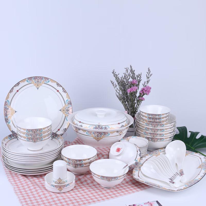 

Shengshi Tangyun Bone China 50-Piece Dinnerware Set