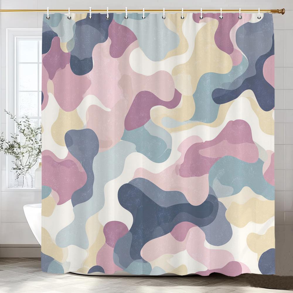 Modern Plaid Grid Print Waterproof Shower Curtain Bathroom Curtain,Hanging Curtain 12 Hooks Decoration Machine Washable