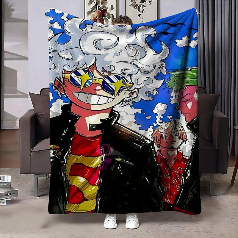 Anime One Piece Blanket Luffy Sauron Robin Flannel Office Nap Blanket Cartoon Warm Soft Blankets For Sofa Bed Cover Blanket Gift