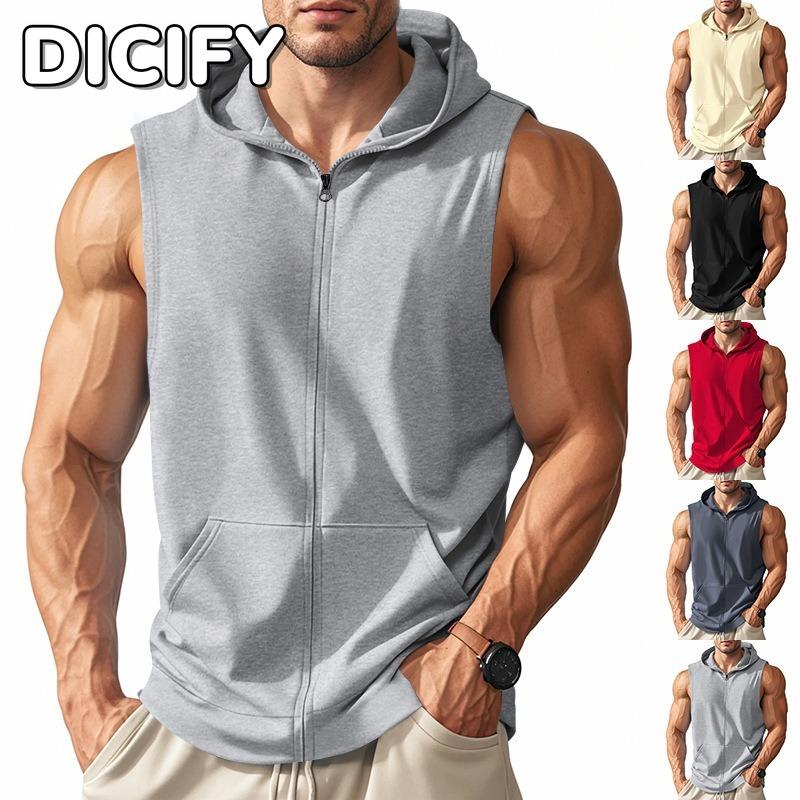DICIFY Men's Fashion Sleeveless Hooded Summer Spring Casual Blouses & Shirts