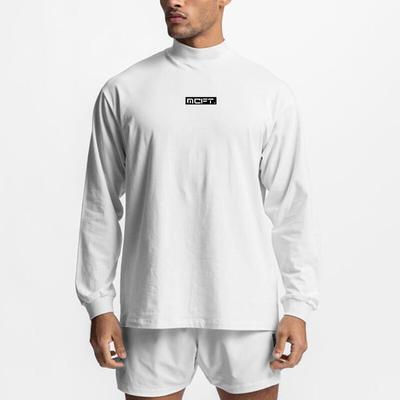 Mens Running Fitness Sporting High-collar Long Sleeve Tshirt Fashion Oversized Clothing Bodybuilding Fashion Breathable T Shirt