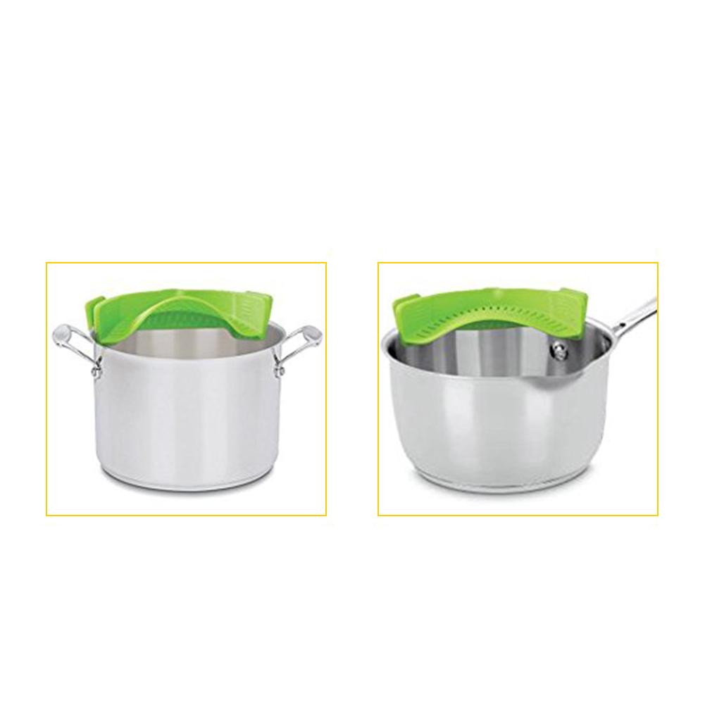 Clip-on Green Silicone Pasta Snap Strainer Dishwasher Safe Colander Universal Size Fit Most Pans Suitable for Draining Pasta Vegetables Potatoes etc