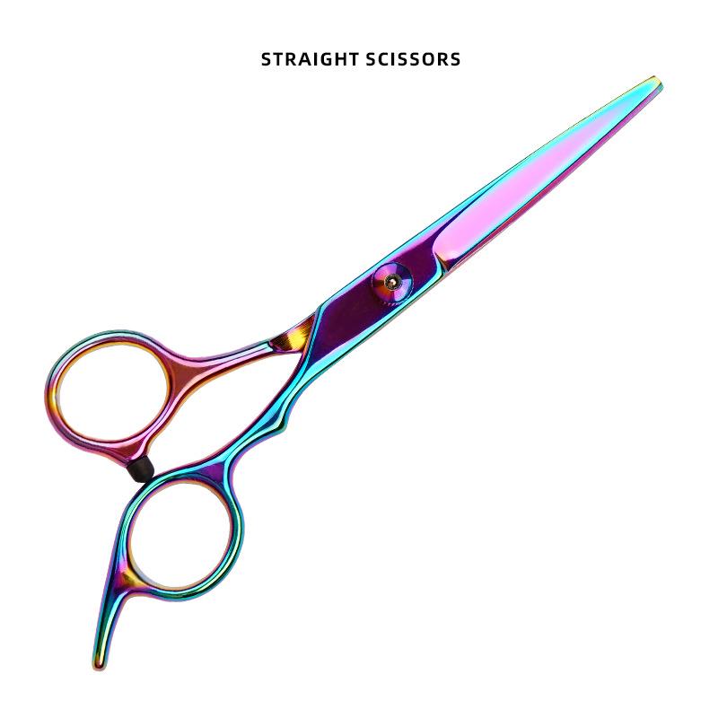 Professional Hairdressing Scissors Set with Colored Stainless Steel Blades for Straight and Thinning Cuts