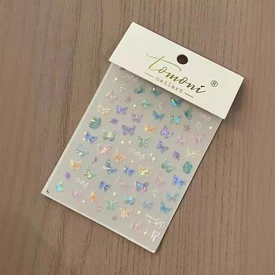 1 Stück Flash Schmetterlingsblumen 3D-Nagelsticker Selbstklebender Slider Nagelkunst Blumen Dekorationen Abziehbilder Maniküre Zubehör