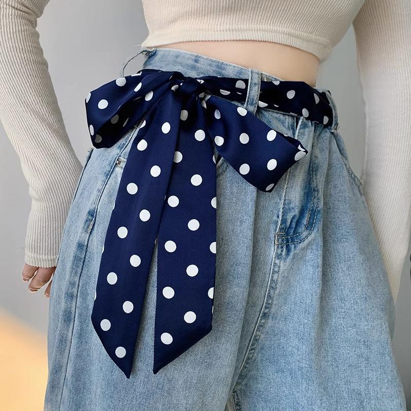 Long Small Silk Satin Scarf Women Waist Belt Decorative Female Bevel Neck Scarf Korean Multifunctional Hair Ribbon