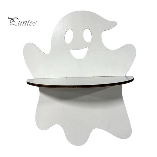 Hollowed Hanging Ornament Halloween Wooden Wall Shelf, Ghost Bat Shape Organizer for Mounted Shelf Home Decor, Spooky Farmhouse Display Rack, Festive
