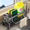 Sponge Drainer Rack Wall Mounted with Towel Holder Space-saving Kitchen Sink Organizer for Bathroom Laundry Room Use