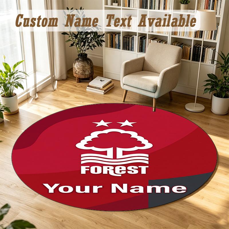 Round Rug Custom NameNottingham Forest FC Pattern Non Slip Carpet Home Floor Decor